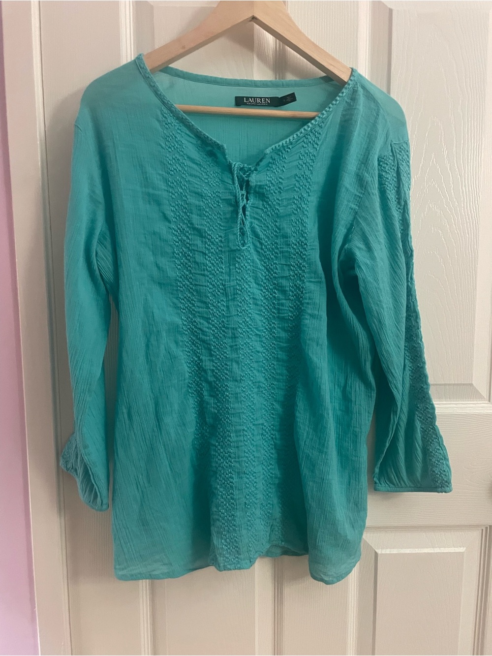 Ralph Lauren Teal Peasant Tunic Top